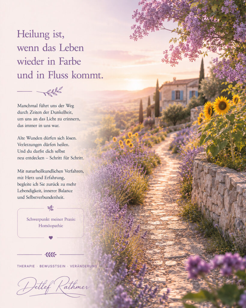 Naturweg durch eine blühende Landschaft — Sinnbild für individuelle Heilung